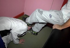 Submissive gay brunette Clem Boy gets analized by Fabien Roley in the sauna