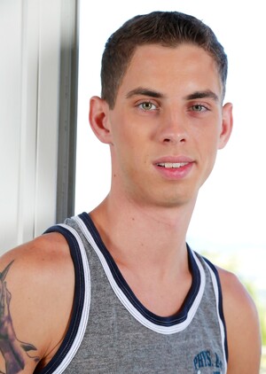 Skinny twink Sam Truitt shows his dick and poses in a solo