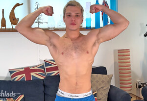 Young Ripped Stud Shows off his Lean Muscles & Massive 8.5 Inch Uncut Cock & Cums Everywhere!